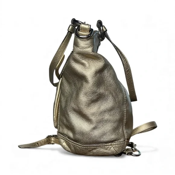 COACH Leah Large Metallic Gold Luxury Leather Satchel - Picture 4 of 12